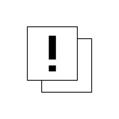 Illustration of two overlapping white squares with a black exclamation point on the top square icon design