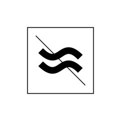 Illustration of a square containing two wavy horizontal lines crossed by a diagonal line in black and white