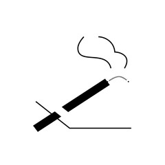 Illustration of a smoking cigarette with visible smoke and a crossed out cigarette symbol indicating no smoking
