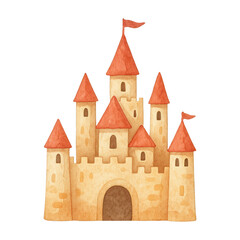Fototapeta premium PNG Whimsical fairytale castle illustration.