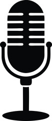 Microphone Icon Vector Illustration – Podcast, Audio Recording, Music and Broadcasting Symbol
