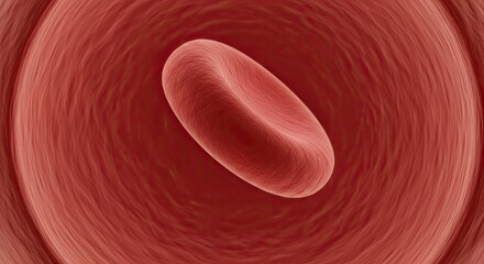 Red blood cell flowing through a blood vessel