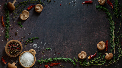 Healthy Ingredient background with copy space in the middle.