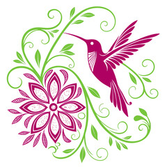 Botanical Bird Flight Graphic