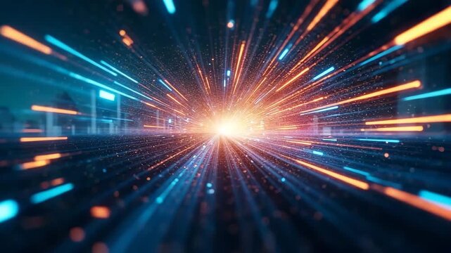 An imaginative depiction of digital disruption trends in emerging markets, highlighted by colorful dynamics and a significant area for messages and promotional content. - Powered by Adobe