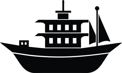 Ship Silhouette, pirate ship silhouette, pirate ship isolated on white background