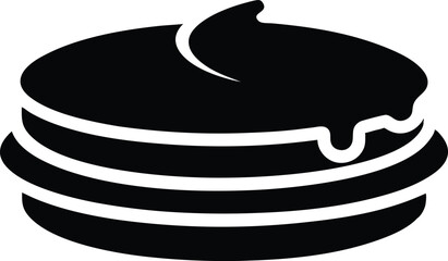 Stack of four pancakes served one on top of the other black silhouette illustration on white background