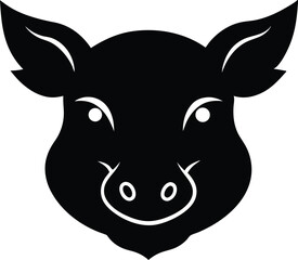 Pig Head Silhouette Vector Icon, Pig Face Silhouette Vector / Animal Farm Symbol