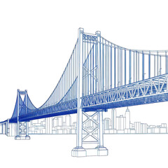 Fototapeta premium Captivating bay bridge landmark illuminated against a dark night sky isolated on white background