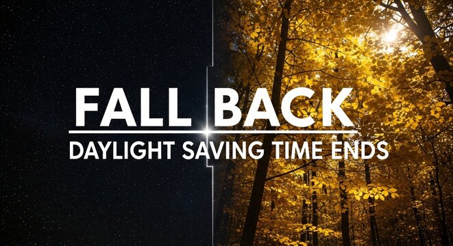 Fall Back Daylight Saving Time Ends Autumn Scene Winter Solstice Change Clocks Reminder