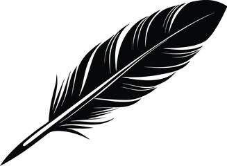 Obraz premium Vintage Quill Pen Silhouette Vector - Old Fashioned Feather and Inkwell
