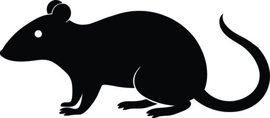 Rat silhouette isolated on white background. Black mouse silhouette isolated vector illustration