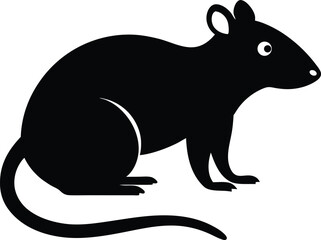 Rat silhouette isolated on white background. Black mouse silhouette isolated vector illustration