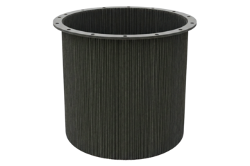 Industrial cylindrical wedge wire screen filter for separation isolated on a transparent background
