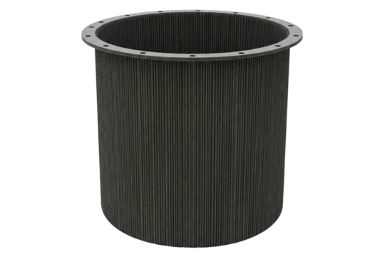 Industrial cylindrical wedge wire screen filter for separation isolated on a transparent background
