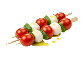 Caprese Skewers with Cherry Tomatoes, Mozzarella Balls and Basil on Black Background caprese salad isolated on a transparent background