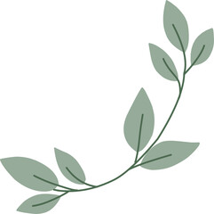 Flat Minimal Leaf Branch Vector Illustration