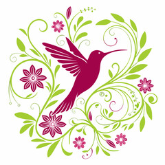 Vibrant Hummingbird Duotone Vector Mandala