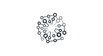 Abstract circular network of interconnected nodes and lines.