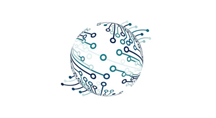 Digital sphere with circuit board pattern representing global technology.