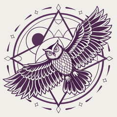  Wise Owl Spiritual Duotone Vector Mandala