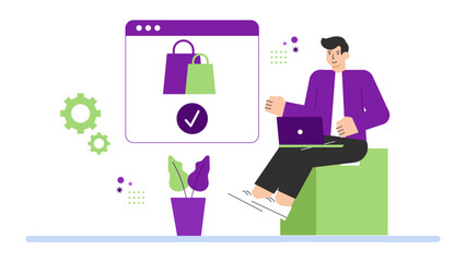Business People Managing Online Orders-Flat Vector Illustration