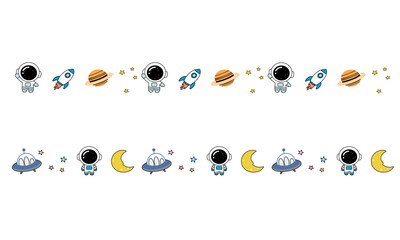 Space Line Divider for Kids with Astronaut Rocket Planet and UFO