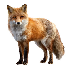 Fototapeta premium Realistic Red Fox Standing on White Background, Wildlife Portrait
