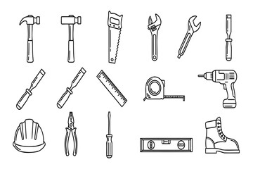 Obraz premium Essential construction tools collection for DIY projects and professional building work