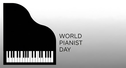 Celebrating world pianist day with a grand piano illustration against a gradient background for musical appreciation and honoring talented musicians worldwide