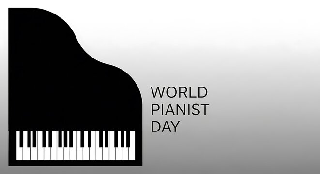 Celebrating world pianist day with a grand piano illustration against a gradient background for musical appreciation and honoring talented musicians worldwide - Powered by Adobe