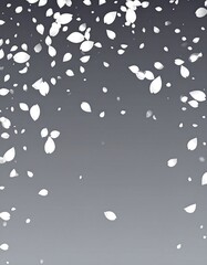 Falling white petals float gently against a gradient gray background