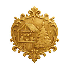 PNG Ornate golden Christmas emblem
