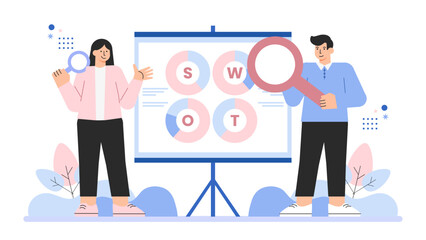 Flat Design SWOT Analysis for Business Strategy Flat Vector Illustration