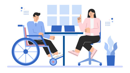 Business Diversity and Inclusion in Workplace Flat Vector Illustration