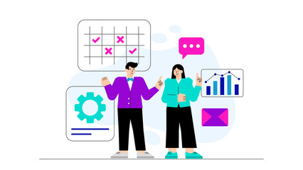 Cross-Cultural Business Team Communication Flat Vector Illustration