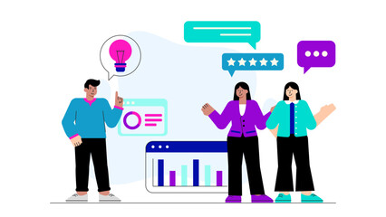 Business Diversity and Inclusion in Workplace Flat Vector Illustration