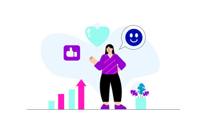 Flat Design Employee Engagement and Motivation Flat Vector Illustration