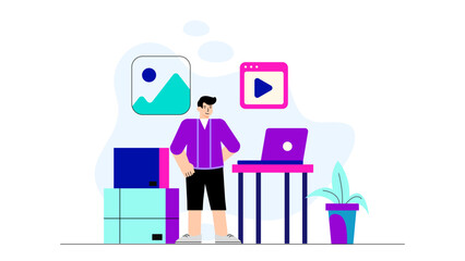 Employee Benefits and Work-Life Balance Concept Flat Vector Illustration