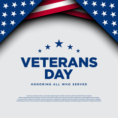 Veterans Day Poster Design with USA Flag on white background.