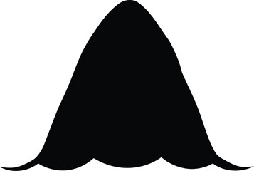 Black silhouette of a mountain peak emerging from wavy lines vector