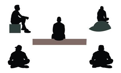 Man Sitting Silhouette And Vector Illustration Collection