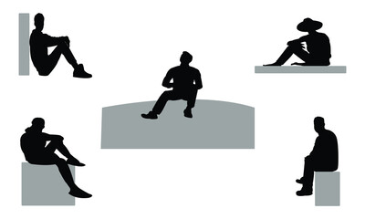 Man Sitting Silhouette And Vector Illustration Collection