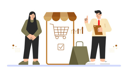 Local Business Marketing and Promotion Concept Flat Vector Illustration