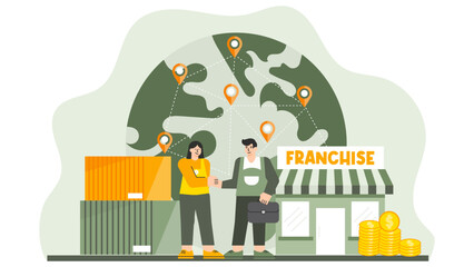 Business Franchise and Expansion Concept Flat Vector Illustration