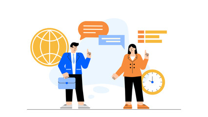 International Business Agreement and Partnership Flat Vector Illustration