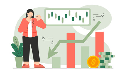 Fototapeta premium Economic Recession and Business Struggle Illustration Flat Vector Illustration