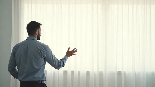 A minimalistic layout showcasing a dad conveying messages of resilience and hope to his children, with expansive negative space designed for text and inspirational themes.