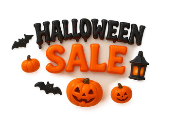 Halloween Sale Graphic with Pumpkins and Bats