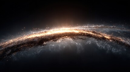 Protoplanetary disk with glowing organic molecules resembling cosmic constellations.
